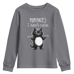 Funny Cat Lover Youth Sweatshirt Fun Fact I Do Not Care Quote TS12 Charcoal Print Your Wear