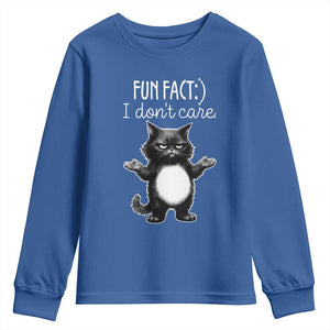 Funny Cat Lover Youth Sweatshirt Fun Fact I Do Not Care Quote TS12 Royal Blue Print Your Wear