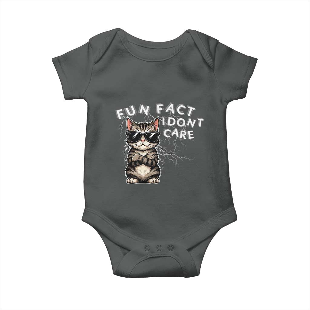 Fun Fact I Do Not Care Baby Onesie Grumpy Cat Lover TS12 Dark Heather Print Your Wear