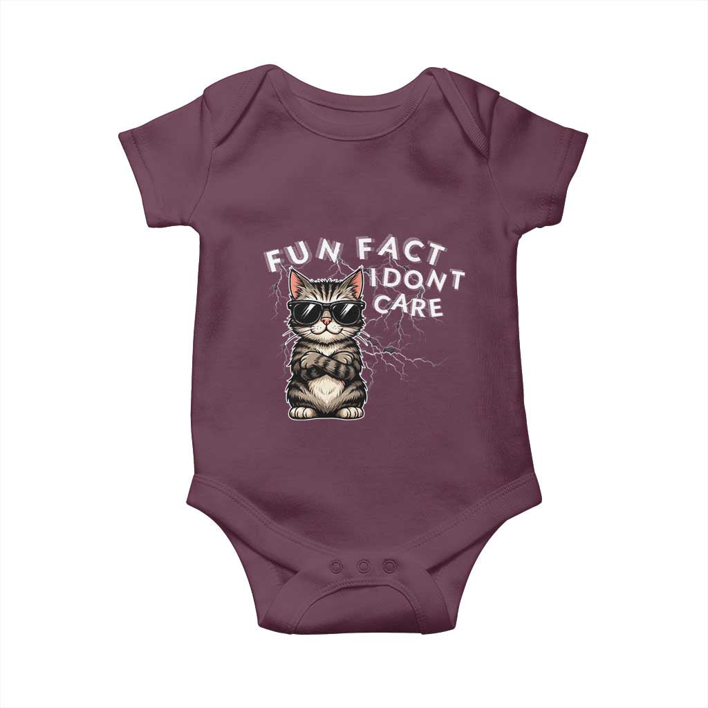 Fun Fact I Do Not Care Baby Onesie Grumpy Cat Lover TS12 Maroon Print Your Wear