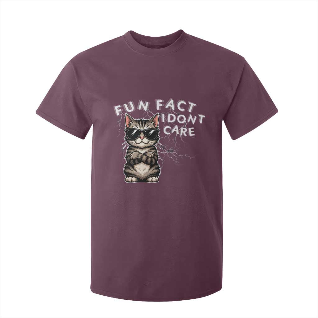 Fun Fact I Do Not Care T Shirt For Kid Grumpy Cat Lover TS12 Maroon Print Your Wear