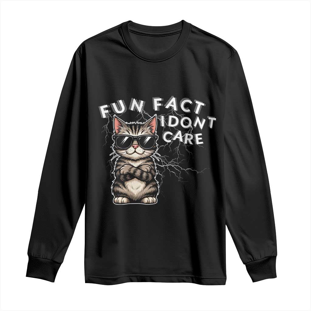 Fun Fact I Do Not Care Long Sleeve Shirt Grumpy Cat Lover TS12 Black Print Your Wear