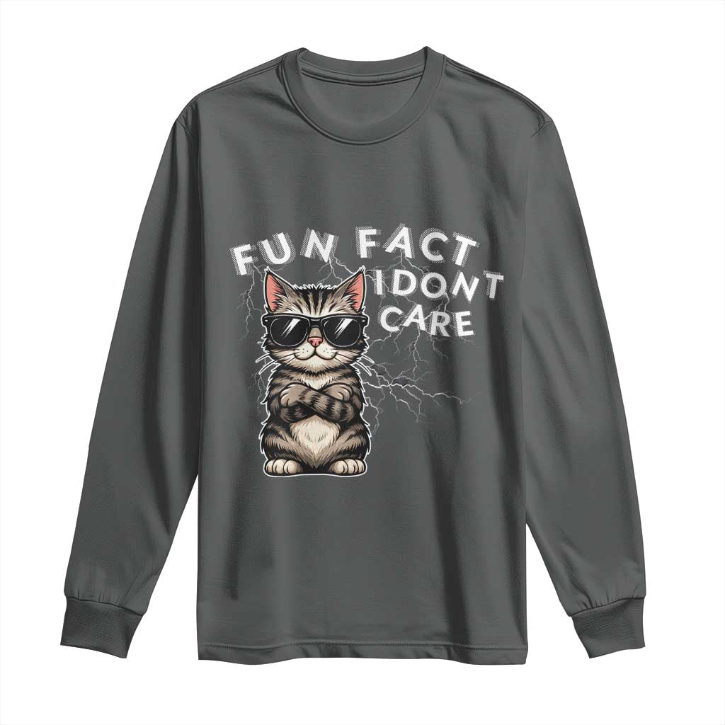 Fun Fact I Do Not Care Long Sleeve Shirt Grumpy Cat Lover TS12 Dark Heather Print Your Wear