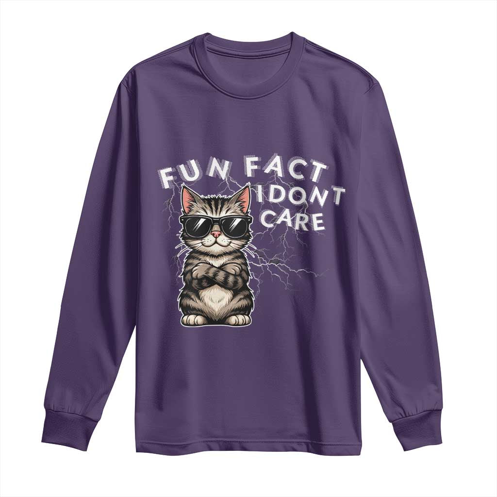 Fun Fact I Do Not Care Long Sleeve Shirt Grumpy Cat Lover TS12 Purple Print Your Wear