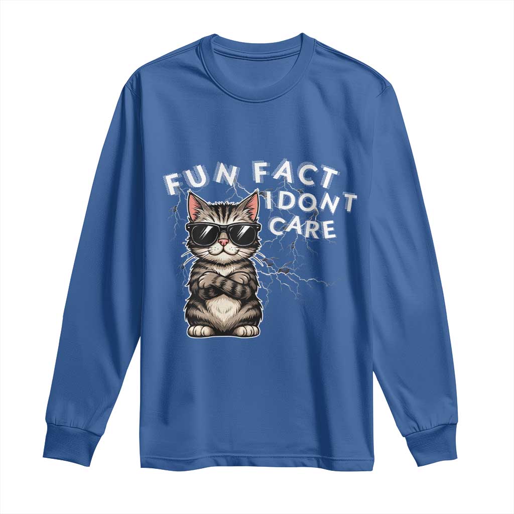 Fun Fact I Do Not Care Long Sleeve Shirt Grumpy Cat Lover TS12 Royal Blue Print Your Wear