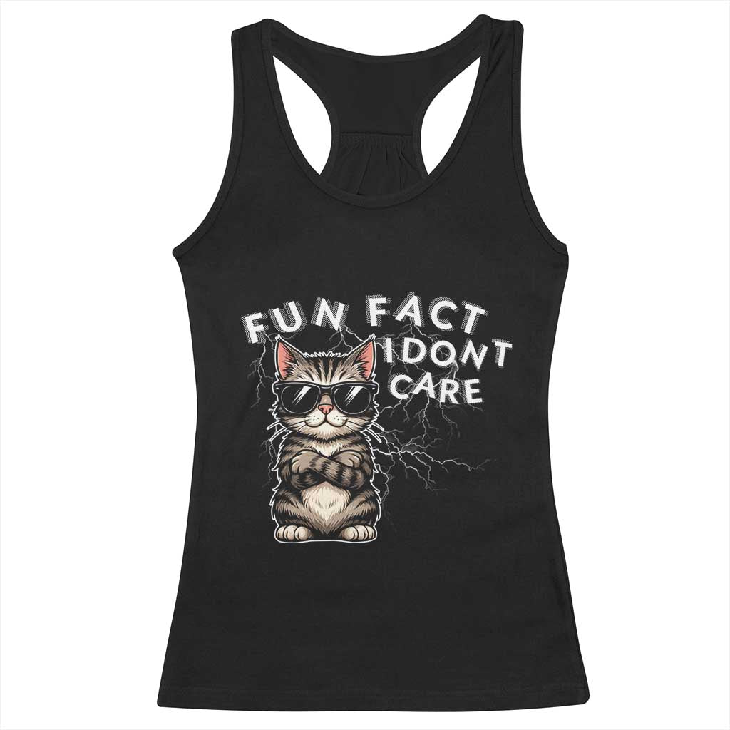 Fun Fact I Do Not Care Racerback Tank Top Grumpy Cat Lover TS12 Black Print Your Wear