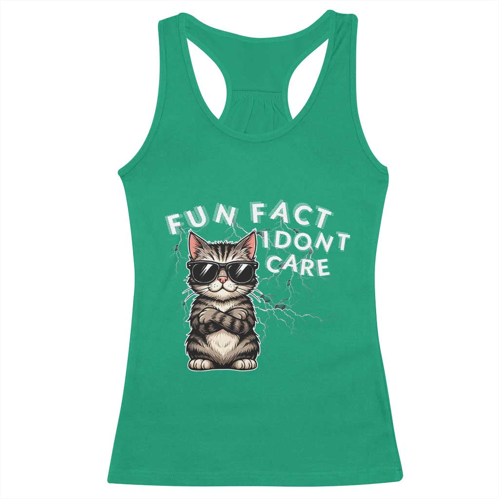 Fun Fact I Do Not Care Racerback Tank Top Grumpy Cat Lover TS12 Irish Green Print Your Wear