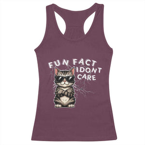 Fun Fact I Do Not Care Racerback Tank Top Grumpy Cat Lover TS12 Maroon Print Your Wear