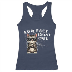 Fun Fact I Do Not Care Racerback Tank Top Grumpy Cat Lover TS12 Navy Print Your Wear