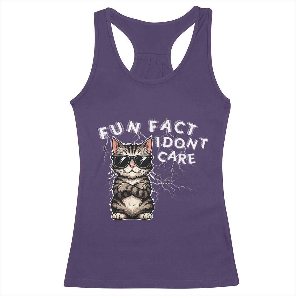 Fun Fact I Do Not Care Racerback Tank Top Grumpy Cat Lover TS12 Purple Print Your Wear