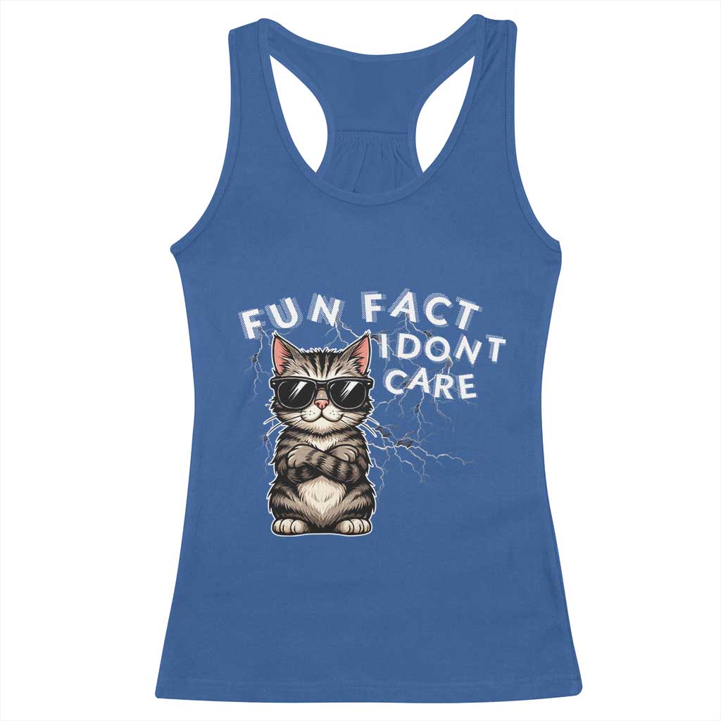 Fun Fact I Do Not Care Racerback Tank Top Grumpy Cat Lover TS12 Royal Blue Print Your Wear