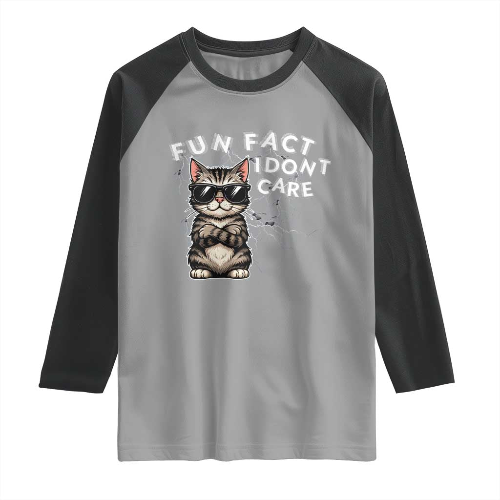 Fun Fact I Do Not Care Raglan Shirt Grumpy Cat Lover TS12 Sport Gray Black Print Your Wear