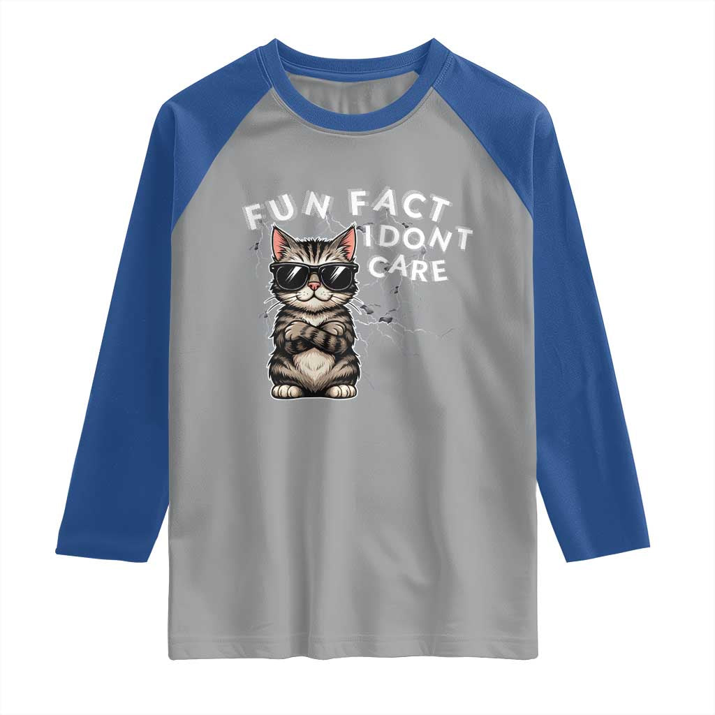 Fun Fact I Do Not Care Raglan Shirt Grumpy Cat Lover TS12 Sport Gray Royal Print Your Wear