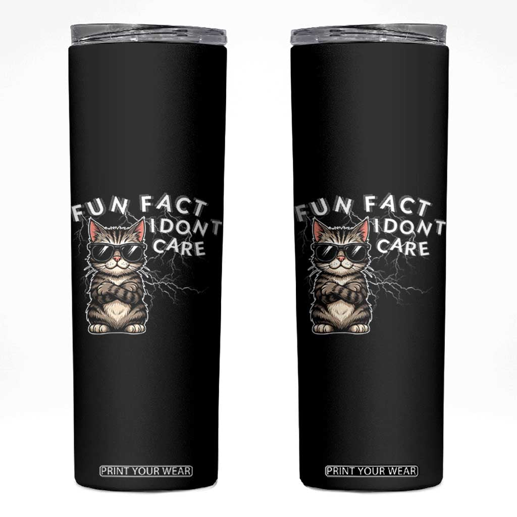 Fun Fact I Do Not Care Skinny Tumbler Grumpy Cat Lover TS12 Black Print Your Wear