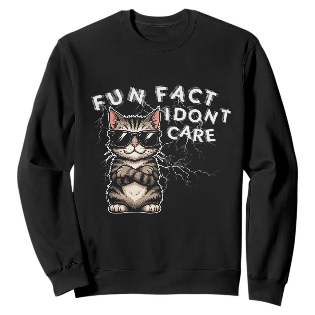 Fun Fact I Do Not Care Sweatshirt Grumpy Cat Lover TS12 Black Print Your Wear