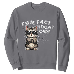 Fun Fact I Do Not Care Sweatshirt Grumpy Cat Lover TS12 Charcoal Print Your Wear