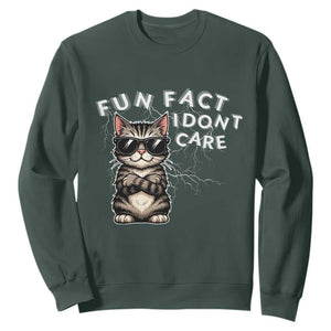 Fun Fact I Do Not Care Sweatshirt Grumpy Cat Lover TS12 Dark Forest Green Print Your Wear