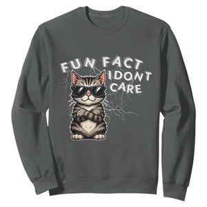 Fun Fact I Do Not Care Sweatshirt Grumpy Cat Lover TS12 Dark Heather Print Your Wear