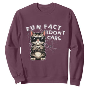 Fun Fact I Do Not Care Sweatshirt Grumpy Cat Lover TS12 Maroon Print Your Wear