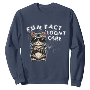 Fun Fact I Do Not Care Sweatshirt Grumpy Cat Lover TS12 Navy Print Your Wear