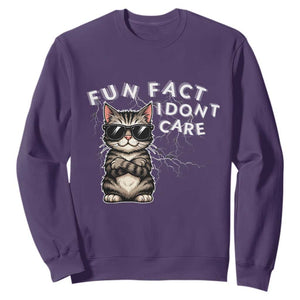 Fun Fact I Do Not Care Sweatshirt Grumpy Cat Lover TS12 Purple Print Your Wear