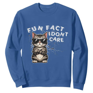 Fun Fact I Do Not Care Sweatshirt Grumpy Cat Lover TS12 Royal Blue Print Your Wear