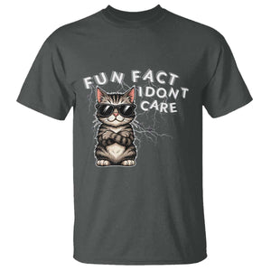 Fun Fact I Do Not Care T Shirt Grumpy Cat Lover TS12 Dark Heather Print Your Wear