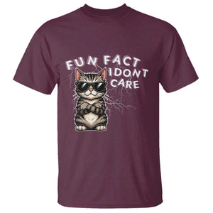 Fun Fact I Do Not Care T Shirt Grumpy Cat Lover TS12 Maroon Print Your Wear
