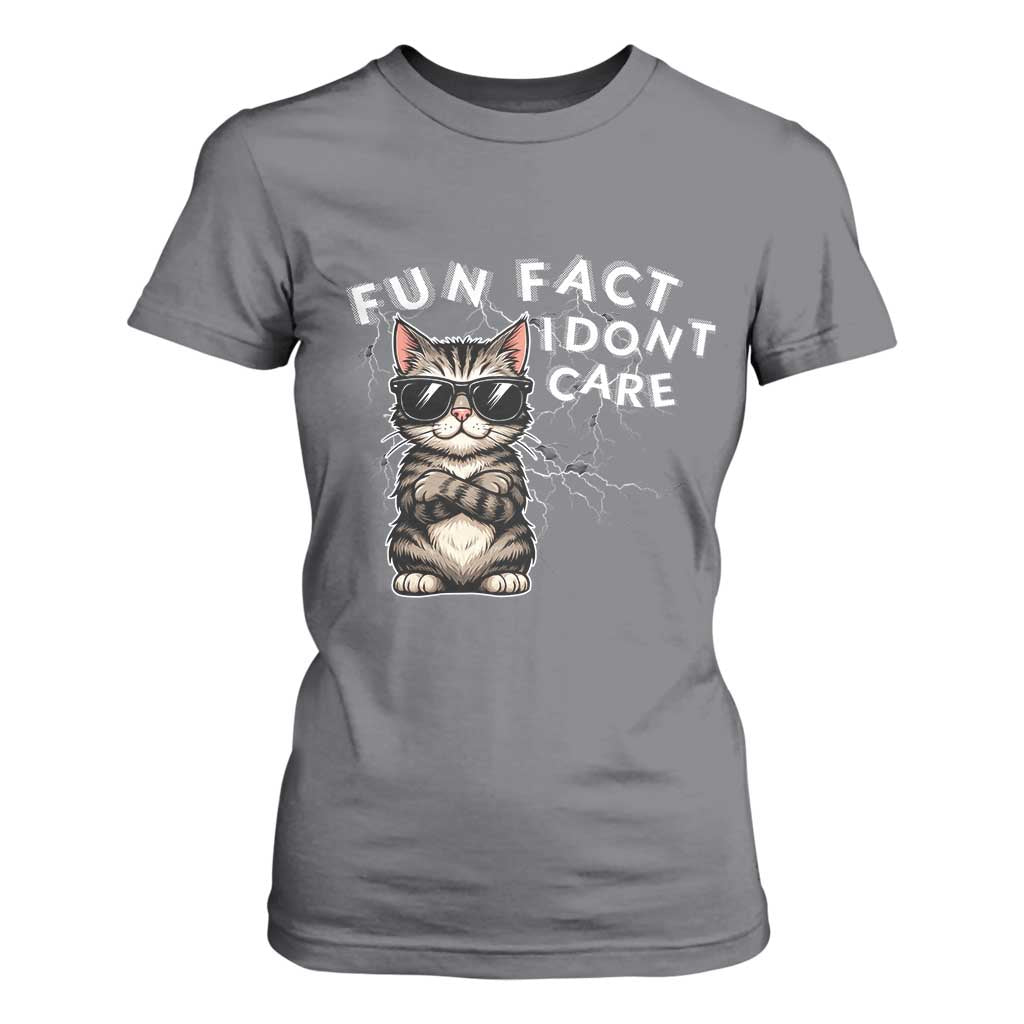 Fun Fact I Do Not Care T Shirt For Women Grumpy Cat Lover TS12 Charcoal Print Your Wear