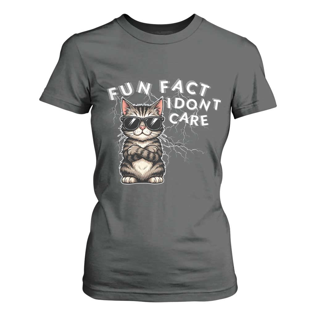 Fun Fact I Do Not Care T Shirt For Women Grumpy Cat Lover TS12 Dark Heather Print Your Wear