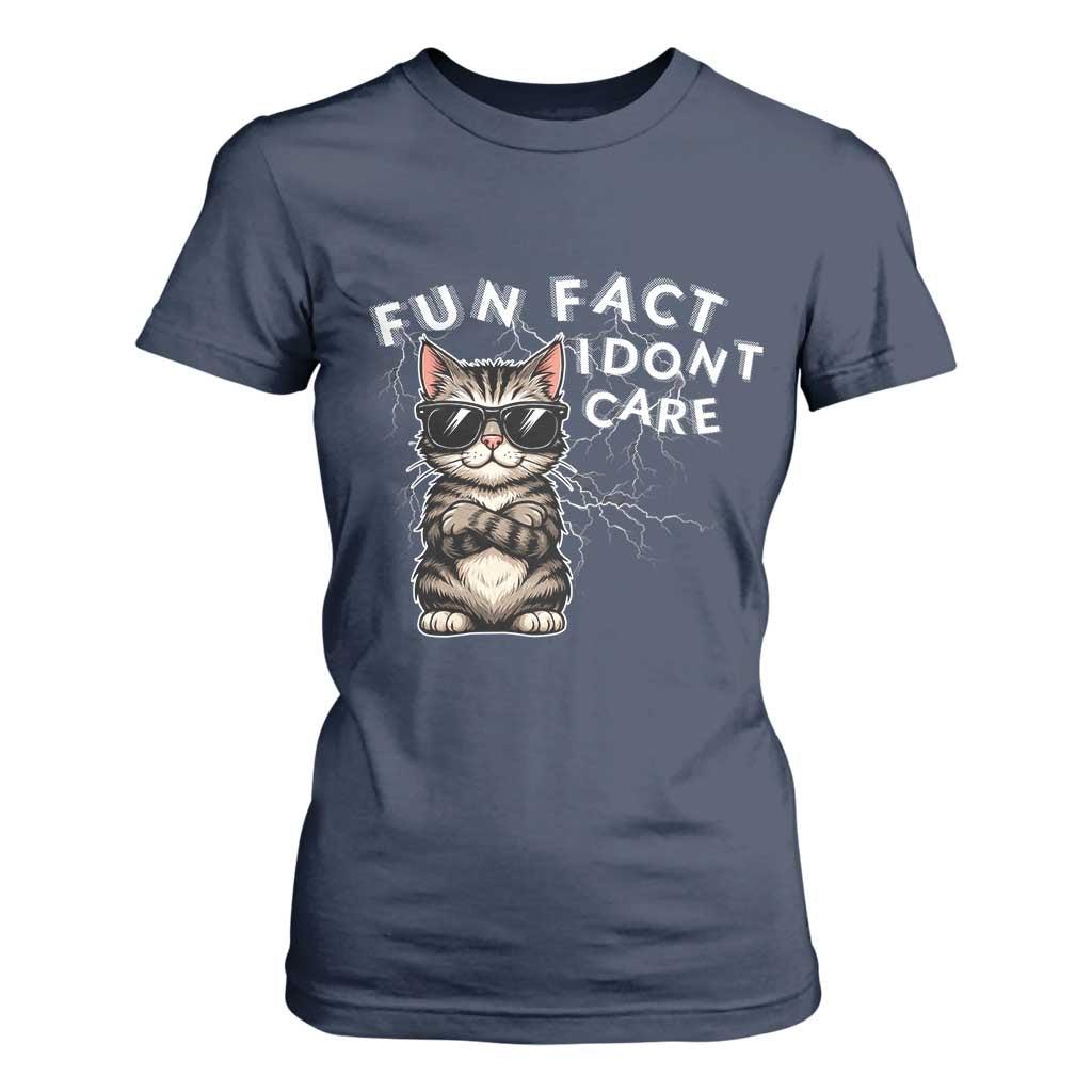 Fun Fact I Do Not Care T Shirt For Women Grumpy Cat Lover TS12 Navy Print Your Wear