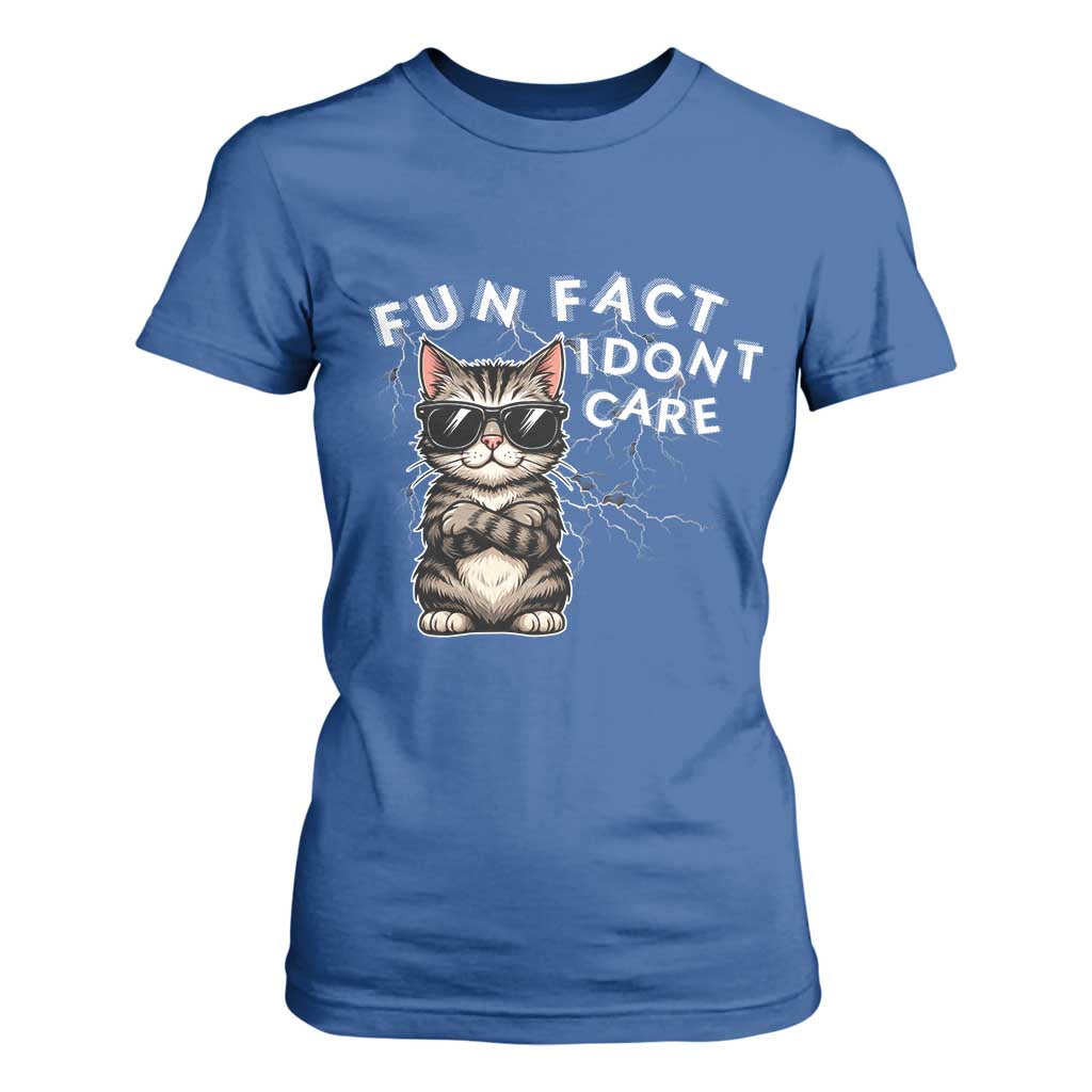 Fun Fact I Do Not Care T Shirt For Women Grumpy Cat Lover TS12 Royal Blue Print Your Wear