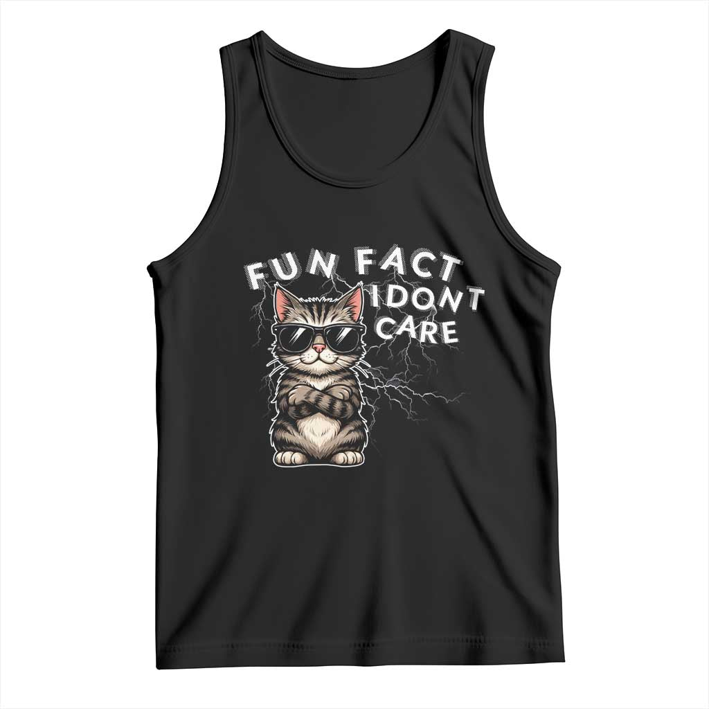 Fun Fact I Do Not Care Tank Top Grumpy Cat Lover TS12 Black Print Your Wear