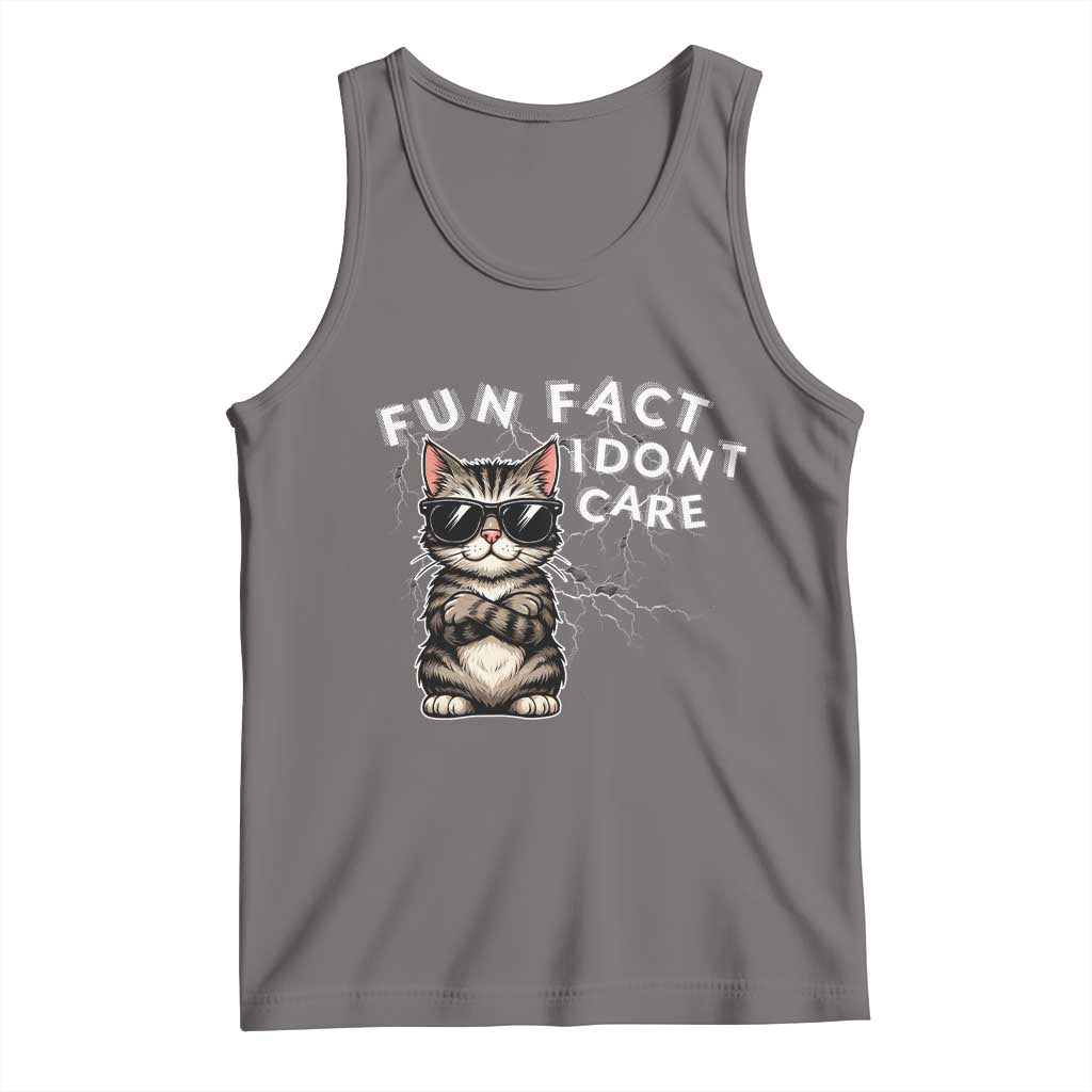Fun Fact I Do Not Care Tank Top Grumpy Cat Lover TS12 Deep Heather Print Your Wear