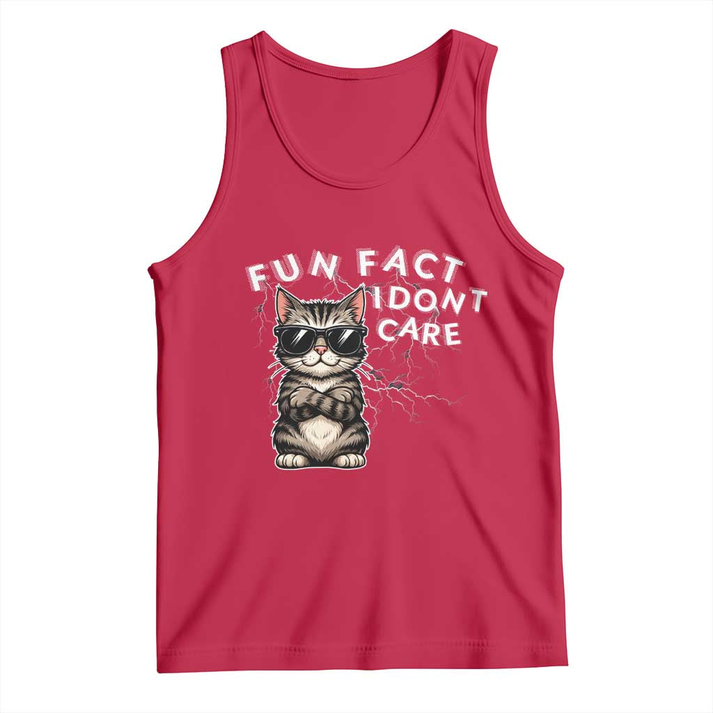 Fun Fact I Do Not Care Tank Top Grumpy Cat Lover TS12 Red Print Your Wear