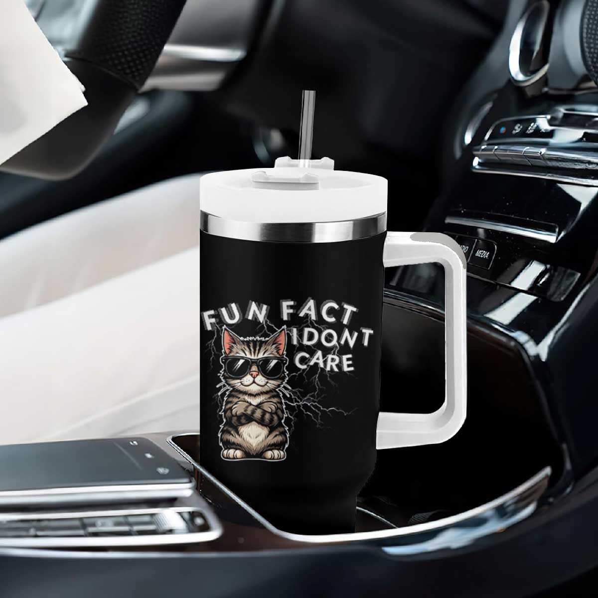 Fun Fact I Do Not Care Tumbler With Handle Grumpy Cat Lover TS12 Print Your Wear