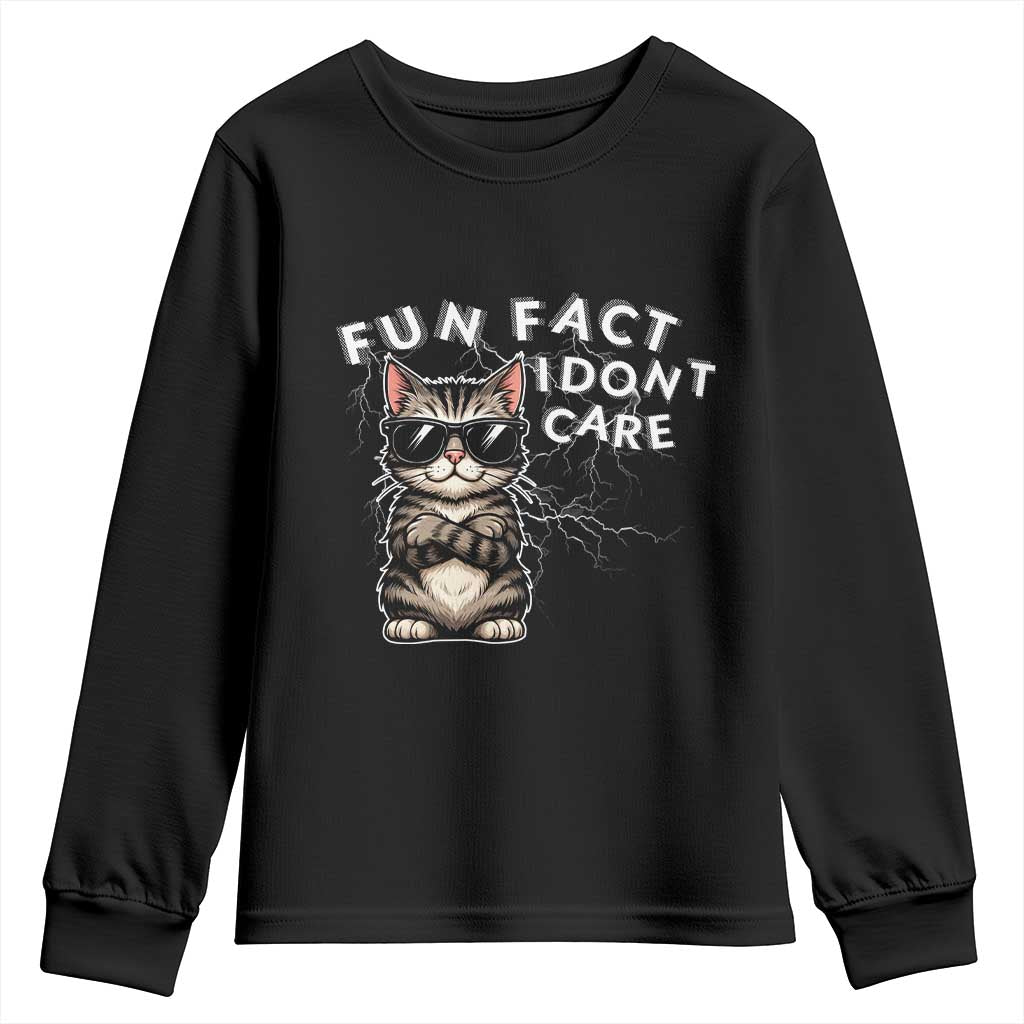 Fun Fact I Do Not Care Youth Sweatshirt Grumpy Cat Lover TS12 Black Print Your Wear