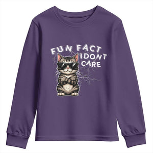 Fun Fact I Do Not Care Youth Sweatshirt Grumpy Cat Lover TS12 Purple Print Your Wear