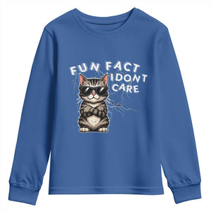 Fun Fact I Do Not Care Youth Sweatshirt Grumpy Cat Lover TS12 Royal Blue Print Your Wear