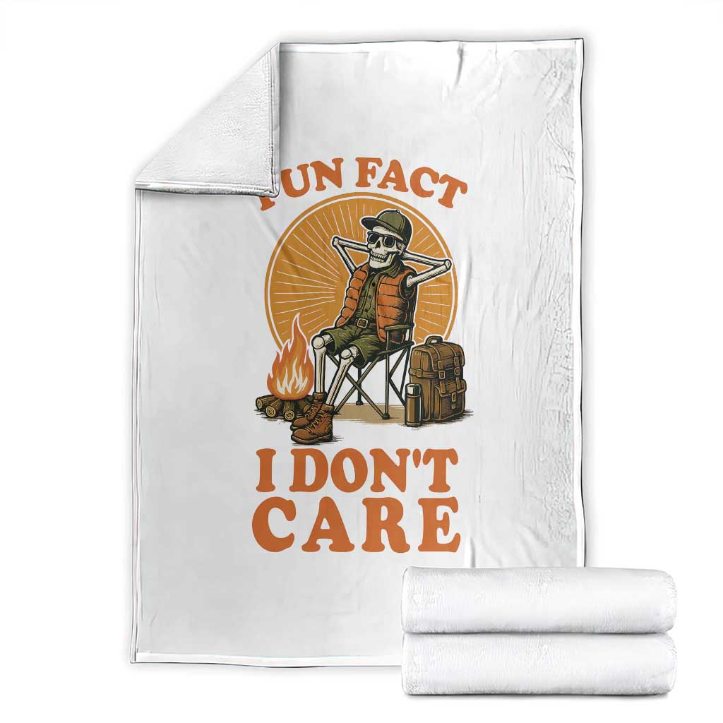 Fun Fact I Do Not Care Throw Blanket Funny Skeleton TS12 White Print Your Wear