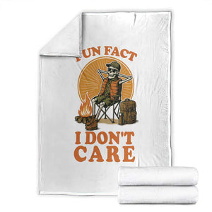 Fun Fact I Do Not Care Throw Blanket Funny Skeleton TS12 White Print Your Wear