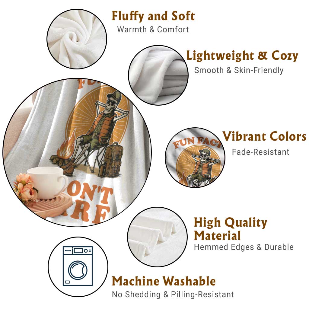 Fun Fact I Do Not Care Throw Blanket Funny Skeleton TS12 Print Your Wear