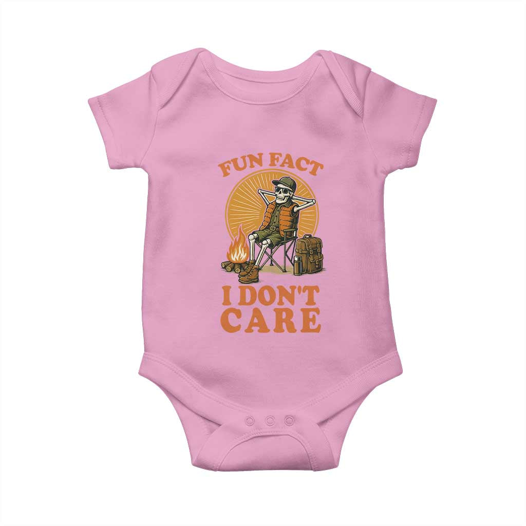 Fun Fact I Do Not Care Baby Onesie Funny Skeleton TS12 Light Pink Print Your Wear
