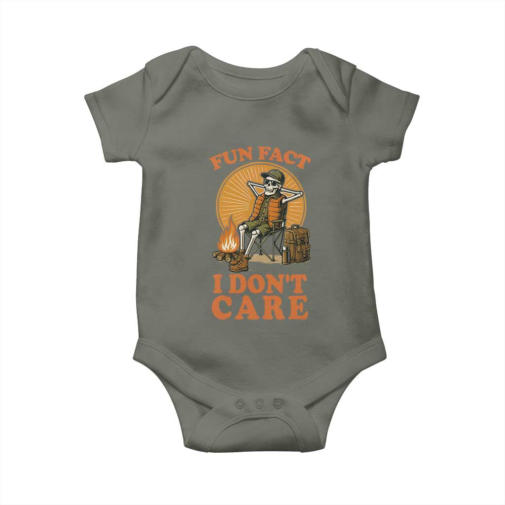 Fun Fact I Do Not Care Baby Onesie Funny Skeleton TS12 Military Green Print Your Wear
