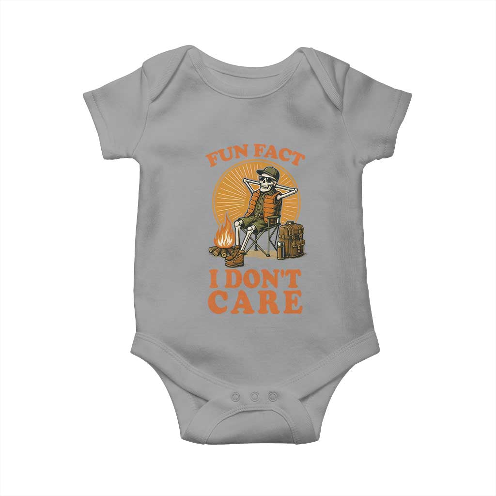 Fun Fact I Do Not Care Baby Onesie Funny Skeleton TS12 Sport Gray Print Your Wear