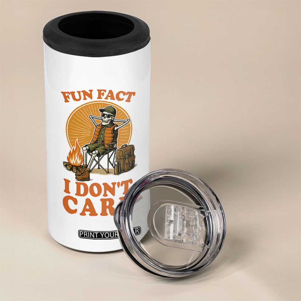 Fun Fact I Do Not Care 4 in 1 Can Cooler Tumbler Funny Skeleton TS12 Print Your Wear