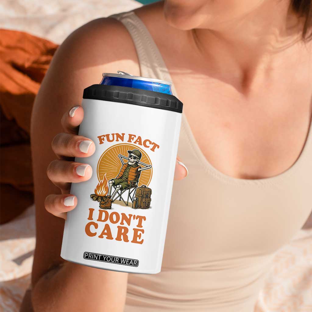Fun Fact I Do Not Care 4 in 1 Can Cooler Tumbler Funny Skeleton TS12 Print Your Wear