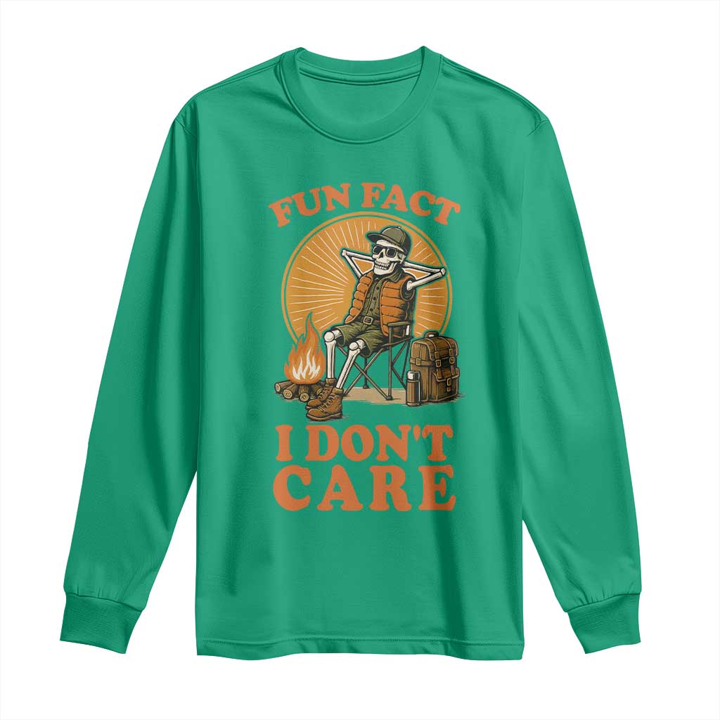 Fun Fact I Do Not Care Long Sleeve Shirt Funny Skeleton TS12 Irish Green Print Your Wear
