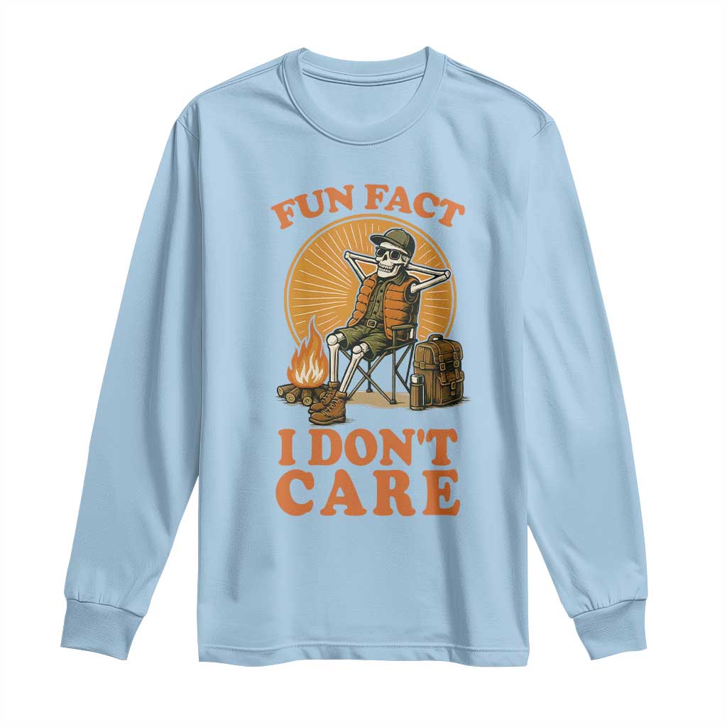 Fun Fact I Do Not Care Long Sleeve Shirt Funny Skeleton TS12 Light Blue Print Your Wear