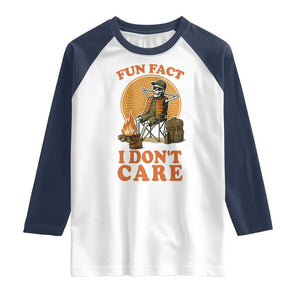 Fun Fact I Do Not Care Raglan Shirt Funny Skeleton TS12 White Navy Print Your Wear